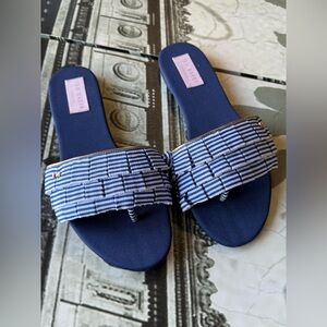Blue Striped Slide Sandals